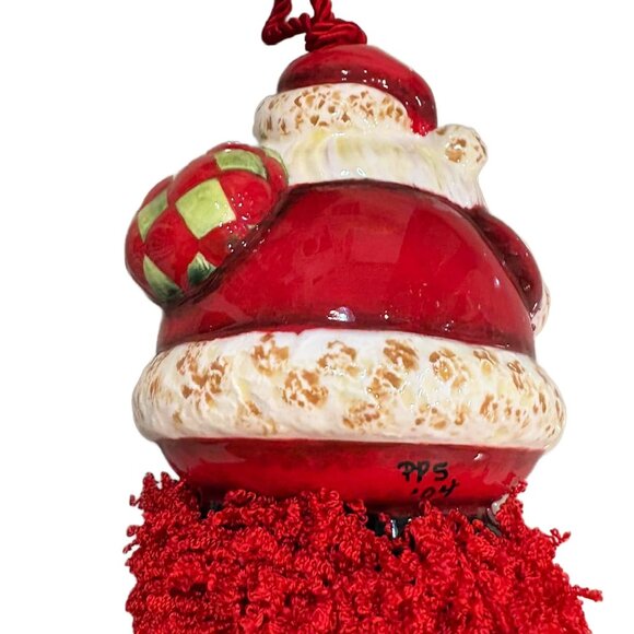 Christmas Santa Hanging Tassel 3 Tier tray Cabinet door, Ornament signed - Picture 2 of 2